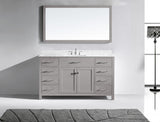 Virtu USA Caroline 60" Single Bath Vanity with White Marble Top and Square Sink with Matching Mirror