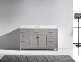 USA Caroline 60" Single Bath Vanity in Cashmere Gray with White Marble Top and Square Sink with Polished Chrome Faucet