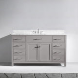 USA Caroline 60" Single Bath Vanity with White Marble Top and Square Sink