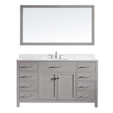 Virtu USA Caroline 60" Single Bath Vanity with White Marble Top and Square Sink with Matching Mirror