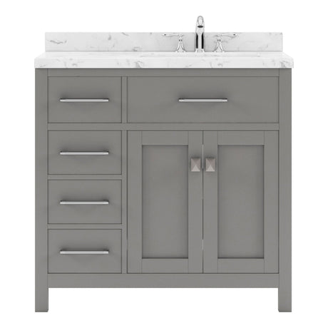 Virtu USA Caroline Parkway 36" Single Bath Vanity with White Quartz Top and Round Sink - Luxe Bathroom Vanities