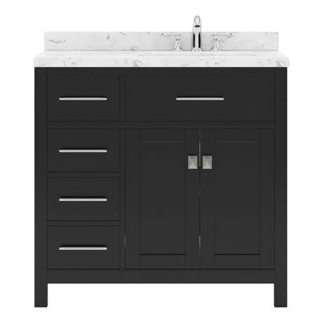 Virtu USA Caroline Parkway 36" Single Bath Vanity with White Quartz Top and Round Sink - Luxe Bathroom Vanities