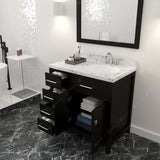 Virtu USA Caroline Parkway 36" Single Bath Vanity with White Quartz Top and Round Sink with Polished Chrome Faucet with Matching Mirror