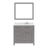 Virtu USA Caroline Parkway 36" Single Bath Vanity with White Quartz Top and Square Sink with Polished Chrome Faucet with Matching Mirror - Luxe Bathroom Vanities