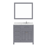 Virtu USA Caroline Parkway 36" Single Bath Vanity with White Quartz Top and Square Sink with Matching Mirror - Luxe Bathroom Vanities