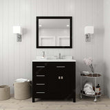 Virtu USA Caroline Parkway 36" Single Bath Vanity with Dazzle White Quartz Countertop and Round Sink with Brushed Nickel Faucet with Matching Mirror