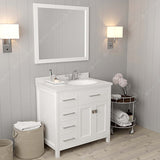 Virtu USA Caroline Parkway 36" Single Bath Vanity with Dazzle White Quartz Countertop and Round Sink with Brushed Nickel Faucet with Matching Mirror