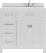 Virtu USA Caroline Parkway 36" Single Bath Vanity with Dazzle White Top and Round Sink - Luxe Bathroom Vanities