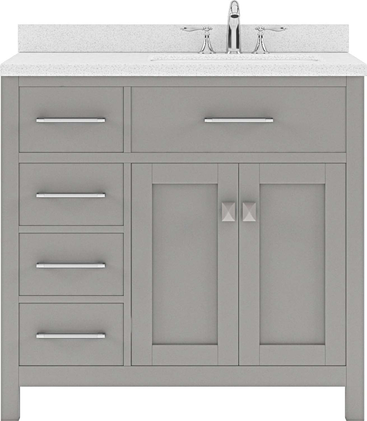 Virtu USA Caroline Parkway 36" Single Bath Vanity in Cashmere Grey with Dazzle White Top and Square Sink - Luxe Bathroom Vanities Luxury Bathroom Fixtures Bathroom Furniture