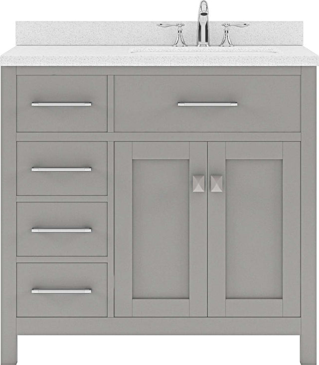 Virtu USA Caroline Parkway 36" Single Bath Vanity in Cashmere Grey with Dazzle White Top and Square Sink - Luxe Bathroom Vanities Luxury Bathroom Fixtures Bathroom Furniture