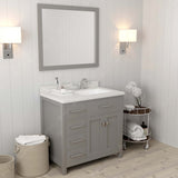 Virtu USA Caroline Parkway 36" Single Bath Vanity with Dazzle White Quartz Top and Square Sink with Brushed Nickel Faucet with Matching Mirror