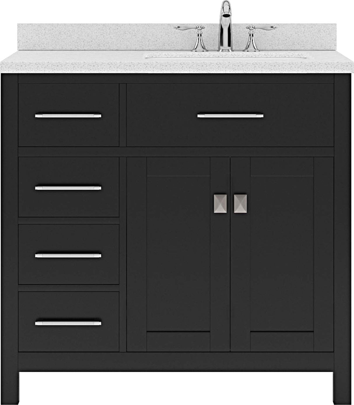 Virtu USA Caroline Parkway 36" Single Bath Vanity with Dazzle White Top and Square Sink - Luxe Bathroom Vanities