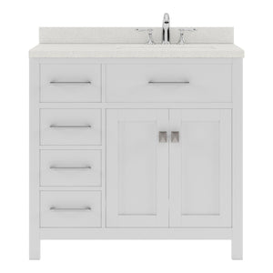Virtu USA Caroline Parkway 36" Single Bath Vanity with Dazzle White Top and Square Sink - Luxe Bathroom Vanities