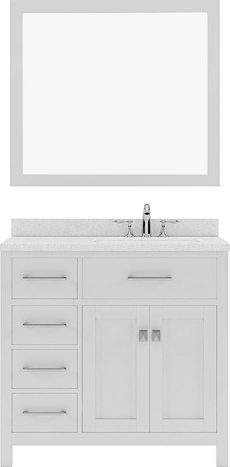 Virtu USA Caroline Parkway 36" Single Bath Vanity with Dazzle White Top and Square Sink with Mirror - Luxe Bathroom Vanities