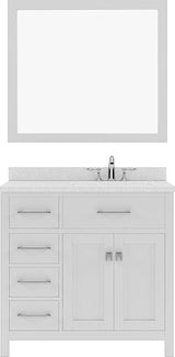 Virtu USA Caroline Parkway 36" Single Bath Vanity with Dazzle White Top and Square Sink with Mirror - Luxe Bathroom Vanities