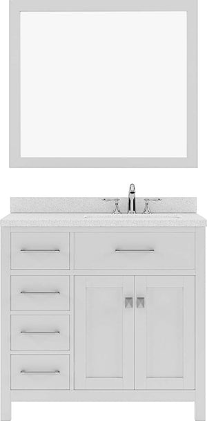 Virtu USA Caroline Parkway 36" Single Bath Vanity with Dazzle White Top and Square Sink with Mirror - Luxe Bathroom Vanities