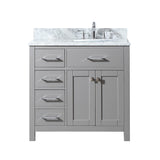 Virtu USA Caroline Parkway 36" Single Bath Vanity with Marble Top and Round Sink - Luxe Bathroom Vanities Luxury Bathroom Fixtures Bathroom Furniture