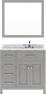 Virtu USA Caroline Parkway 36" Single Bath Vanity with White Marble Top and Round Sink with Matching Mirror - Luxe Bathroom Vanities