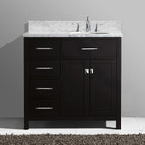 Virtu USA Caroline Parkway 36" Single Bath Vanity with Italian Carrara White Marble Top and Round Sink