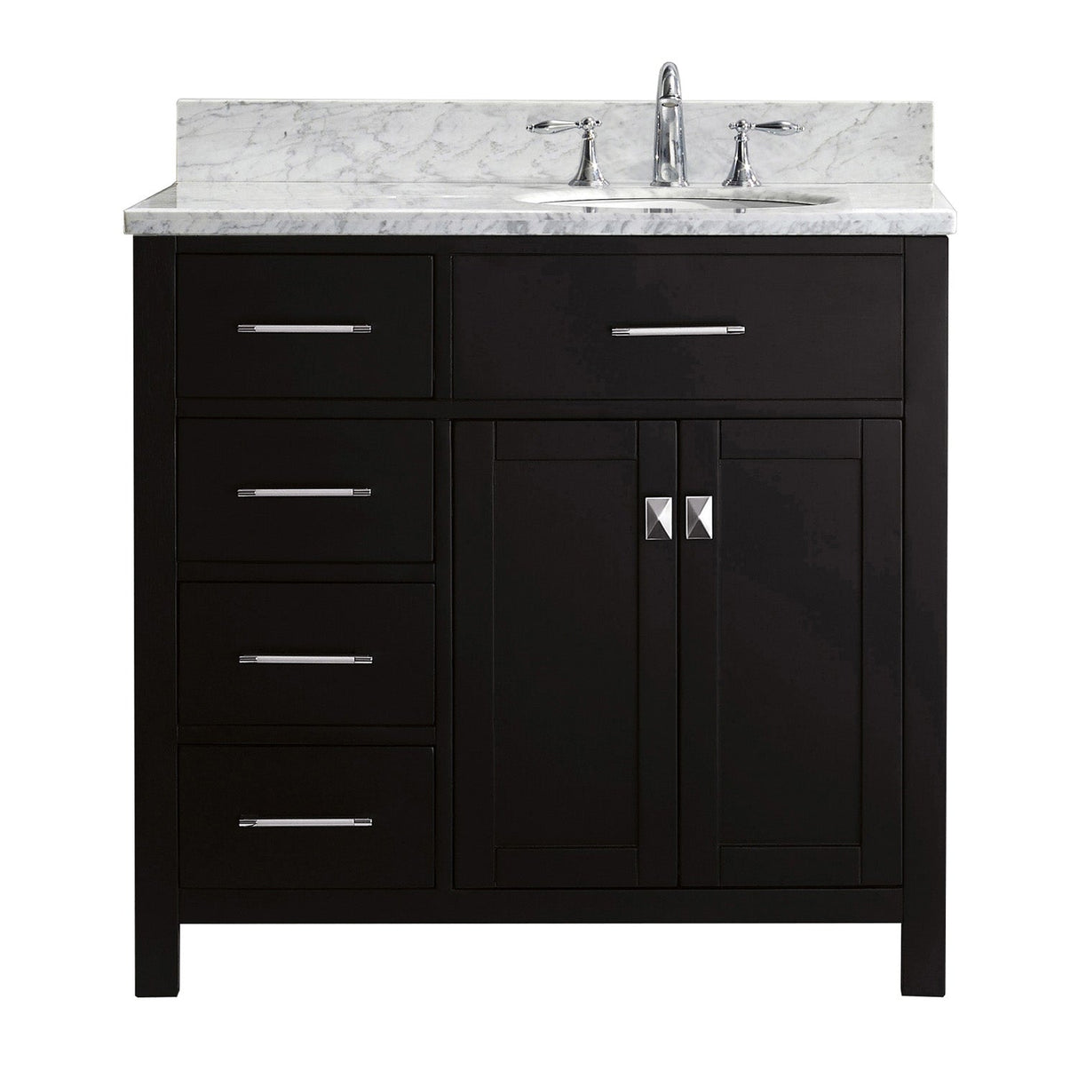 Virtu USA Caroline Parkway 36" Single Bath Vanity with Marble Top and Round Sink - Luxe Bathroom Vanities Luxury Bathroom Fixtures Bathroom Furniture