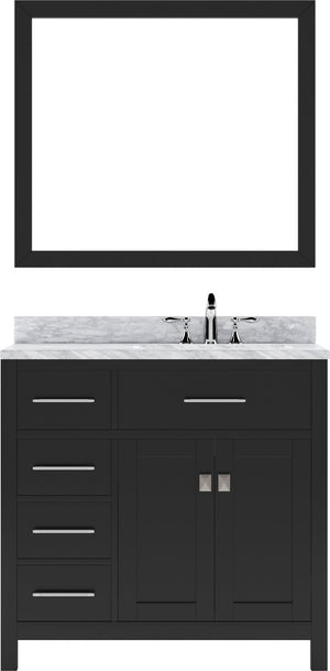 Virtu USA Caroline Parkway 36" Single Bath Vanity with Marble Top and Round Sink with Mirror - Luxe Bathroom Vanities