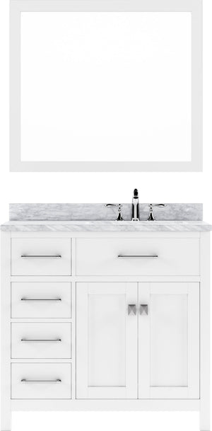 Virtu USA Caroline Parkway 36" Single Bath Vanity with Marble Top and Round Sink with Mirror - Luxe Bathroom Vanities