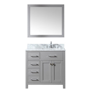 Virtu USA Caroline Parkway 36" Single Bath Vanity with Marble Top and Square Sink with Mirror - Luxe Bathroom Vanities Luxury Bathroom Fixtures Bathroom Furniture