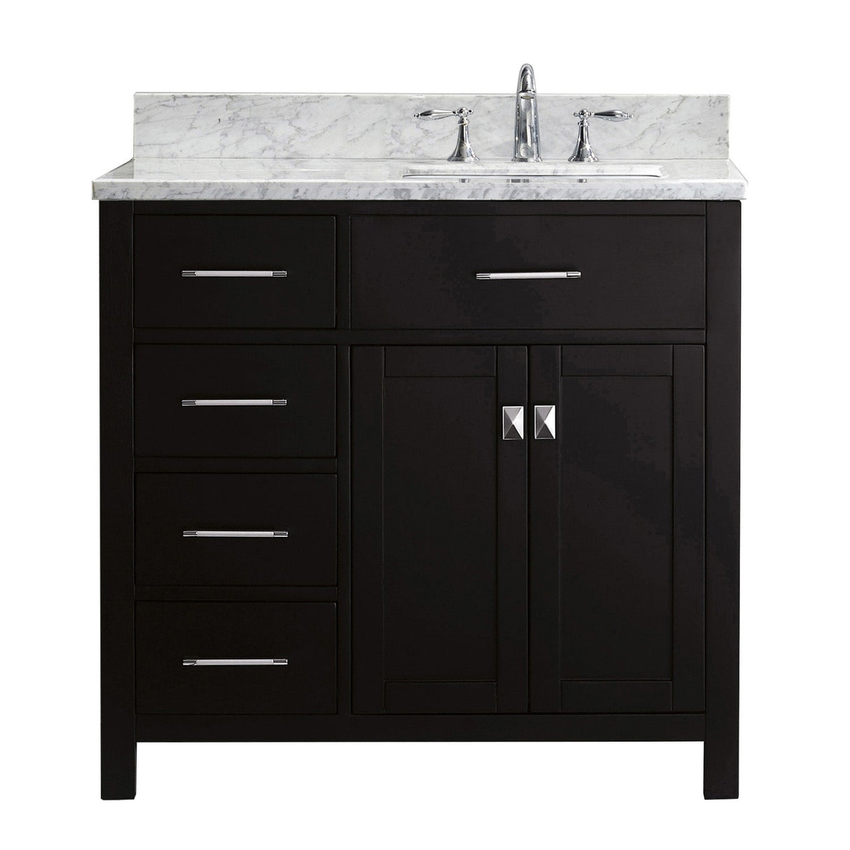 Virtu USA Caroline Parkway 36" Single Bath Vanity with Marble Top and Square Sink - Luxe Bathroom Vanities Luxury Bathroom Fixtures Bathroom Furniture