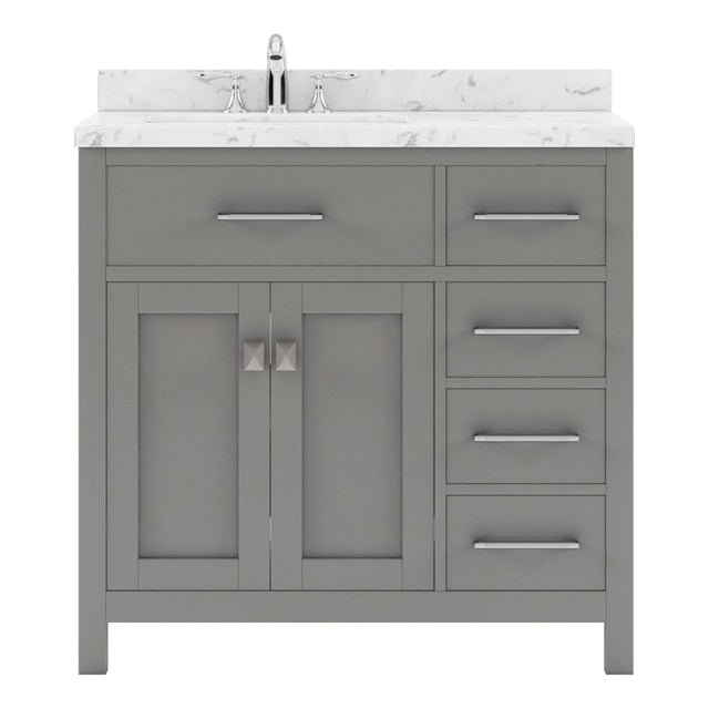 Virtu USA Caroline Parkway 36" Single Bath Vanity with Cultured Marble Quartz Top and Round Sink - Luxe Bathroom Vanities