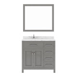 Virtu USA Caroline Parkway 36" Single Bath Vanity with Cultured Marble Quartz Top and Round Sink with Brushed Nickel Faucet with Matching Mirror - Luxe Bathroom Vanities