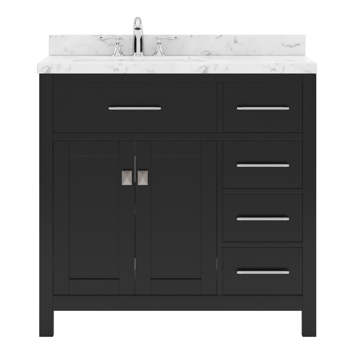 Virtu USA Caroline Parkway 36" Single Bath Vanity with Cultured Marble Quartz Top and Round Sink - Luxe Bathroom Vanities