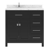 Virtu USA Caroline Parkway 36" Single Bath Vanity with Cultured Marble Quartz Top and Round Sink with Brushed Nickel Faucet with Matching Mirror