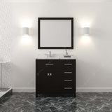 Virtu USA Caroline Parkway 36" Single Bath Vanity with Cultured Marble Quartz Top and Round Sink with Brushed Nickel Faucet with Matching Mirror