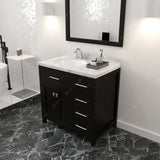 Virtu USA Caroline Parkway 36" Single Bath Vanity with Cultured Marble Quartz Top and Round Sink with Brushed Nickel Faucet with Matching Mirror