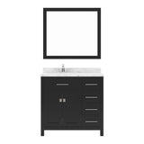 Virtu USA Caroline Parkway 36" Single Bath Vanity with Cultured Marble Quartz Top and Round Sink with Brushed Nickel Faucet with Matching Mirror - Luxe Bathroom Vanities