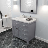 Virtu USA Caroline Parkway 36" Single Bath Vanity with Cultured Marble Quartz Top and Round Sink with Brushed Nickel Faucet with Matching Mirror