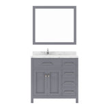 Virtu USA Caroline Parkway 36" Single Bath Vanity with Cultured Marble Quartz Top and Round Sink with Brushed Nickel Faucet with Matching Mirror - Luxe Bathroom Vanities