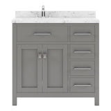 Virtu USA Caroline Parkway 36" Single Bath Vanity with Cultured Marble Quartz Top and Square Sink with Matching Mirror