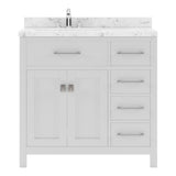 Virtu USA Caroline Parkway 36" Single Bath Vanity with Cultured Marble Quartz Top and Square Sink with Matching Mirror