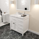 Virtu USA Caroline Parkway 36" Single Bath Vanity with Cultured Marble Quartz Top and Square Sink with Matching Mirror