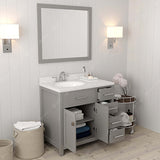 Virtu USA Caroline Parkway 36" Single Bath Vanity with Dazzle White Quartz Top and Round Sink with Matching Mirror