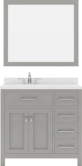 Virtu USA Caroline Parkway 36" Single Bath Vanity in Cashmere Grey with Dazzle White Top and Round Sink with Mirror - Luxe Bathroom Vanities Luxury Bathroom Fixtures Bathroom Furniture