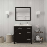 Virtu USA Caroline Parkway 36" Single Bath Vanity with Dazzle White Quartz Top and Round Sink with Matching Mirror