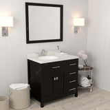 Virtu USA Caroline Parkway 36" Single Bath Vanity with Dazzle White Quartz Top and Round Sink with Brushed Nickel Faucet with Matching Mirror