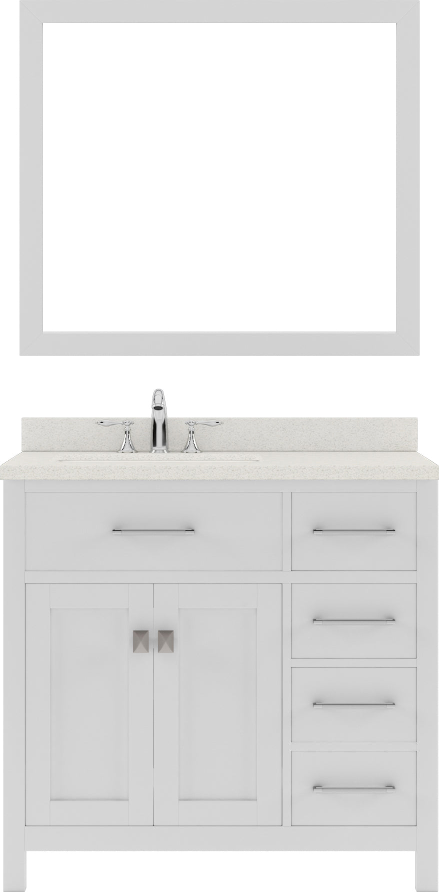 Virtu USA Caroline Parkway 36" Single Bath Vanity with Dazzle White Quartz Top and Round Sink with Matching Mirror - Luxe Bathroom Vanities