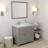 Virtu USA Caroline Parkway 36" Single Bath Vanity with Dazzle White Quartz Countertop and Square Sink with Polished Chrome Faucet with Matching Mirror