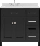 Virtu USA Caroline Parkway 36" Single Bath Vanity with Dazzle White Top and Square Sink - Luxe Bathroom Vanities Luxury Bathroom Fixtures Bathroom Furniture