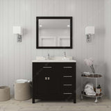 Virtu USA Caroline Parkway 36" Single Bath Vanity with Dazzle White Quartz Top and Square Sink with Matching Mirror