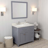 Virtu USA Caroline Parkway 36" Single Bath Vanity with Dazzle White Quartz Top and Square Sink with Matching Mirror