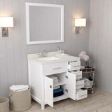 Virtu USA Caroline Parkway 36" Single Bath Vanity with Dazzle White Quartz Top and Square Sink with Matching Mirror